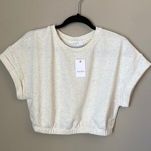 Elodie Cream Confetti Cropped Sweatshirt Size Large NWT